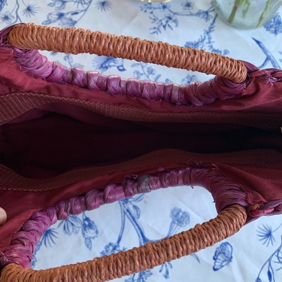 Woven Straw Tote Bag in Deep Plum - Women Bags - Picture 4 of 6